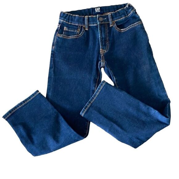 NWOT Kids Gap Dark Wash Regular Straight Stretch Jeans Size 8 - Picture 2 of 8
